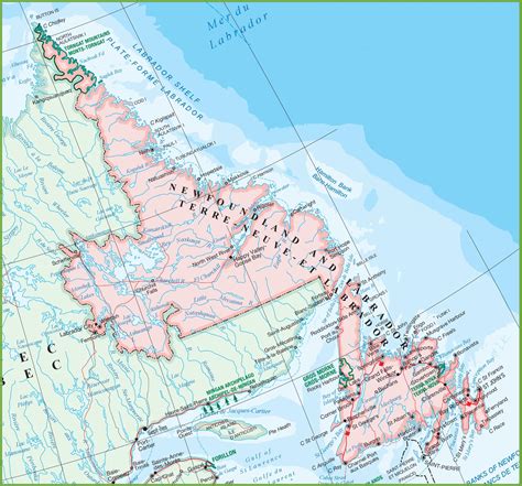 detailed map of newfoundland.